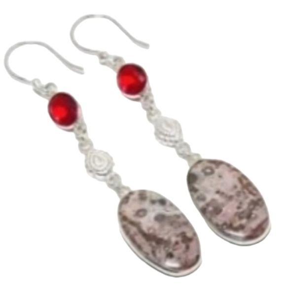 🎖Sterling Natural Jasper Gemstone Ethnic Bracelet & Earrings 🩰 🤗 - Picture 8 of 11